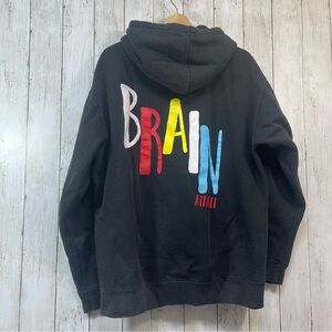 BirdBrain Drawstring Black Hoodie Unisex Large